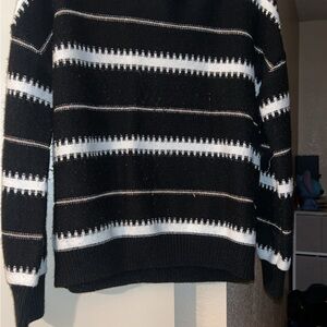 Men's Black and White Striped Sweater